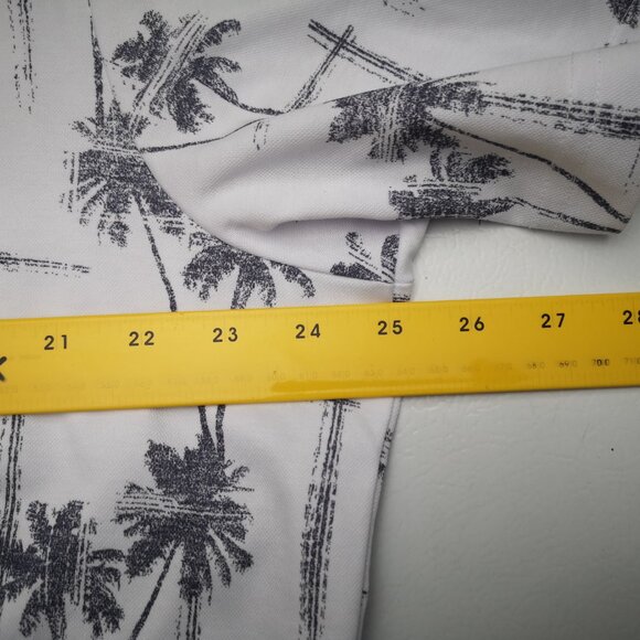 Travis Mathews Men's Size XXL White w/ Grey Palm Trees Straight Fit Polo - Picture 9 of 11
